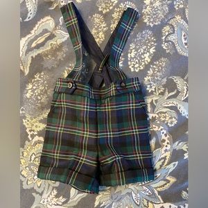Janie and Jack baby boys plaid Christmas overalls